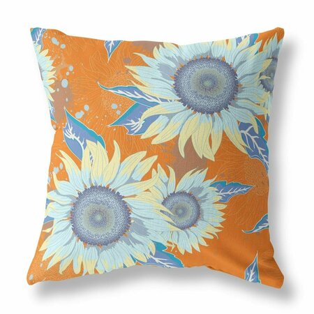 PALACEDESIGNS 20 in. Sunflower Indoor & Outdoor Zippered Throw Pillow Red & Yellow PA3101193